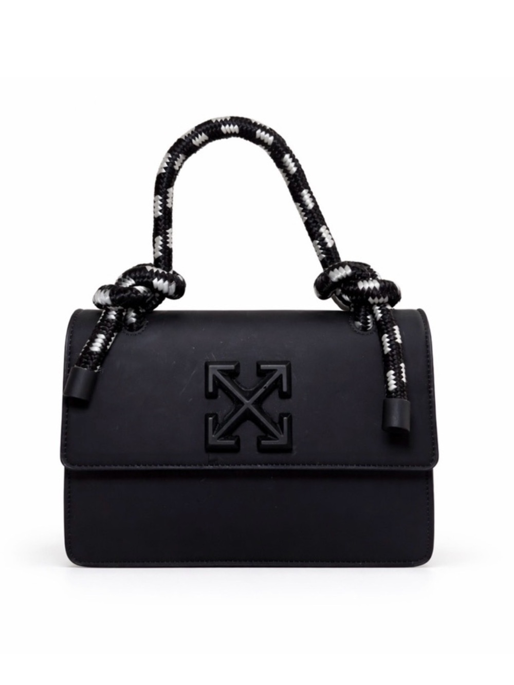 Black Women's Shoulder Bag with Knotted Rope Handle